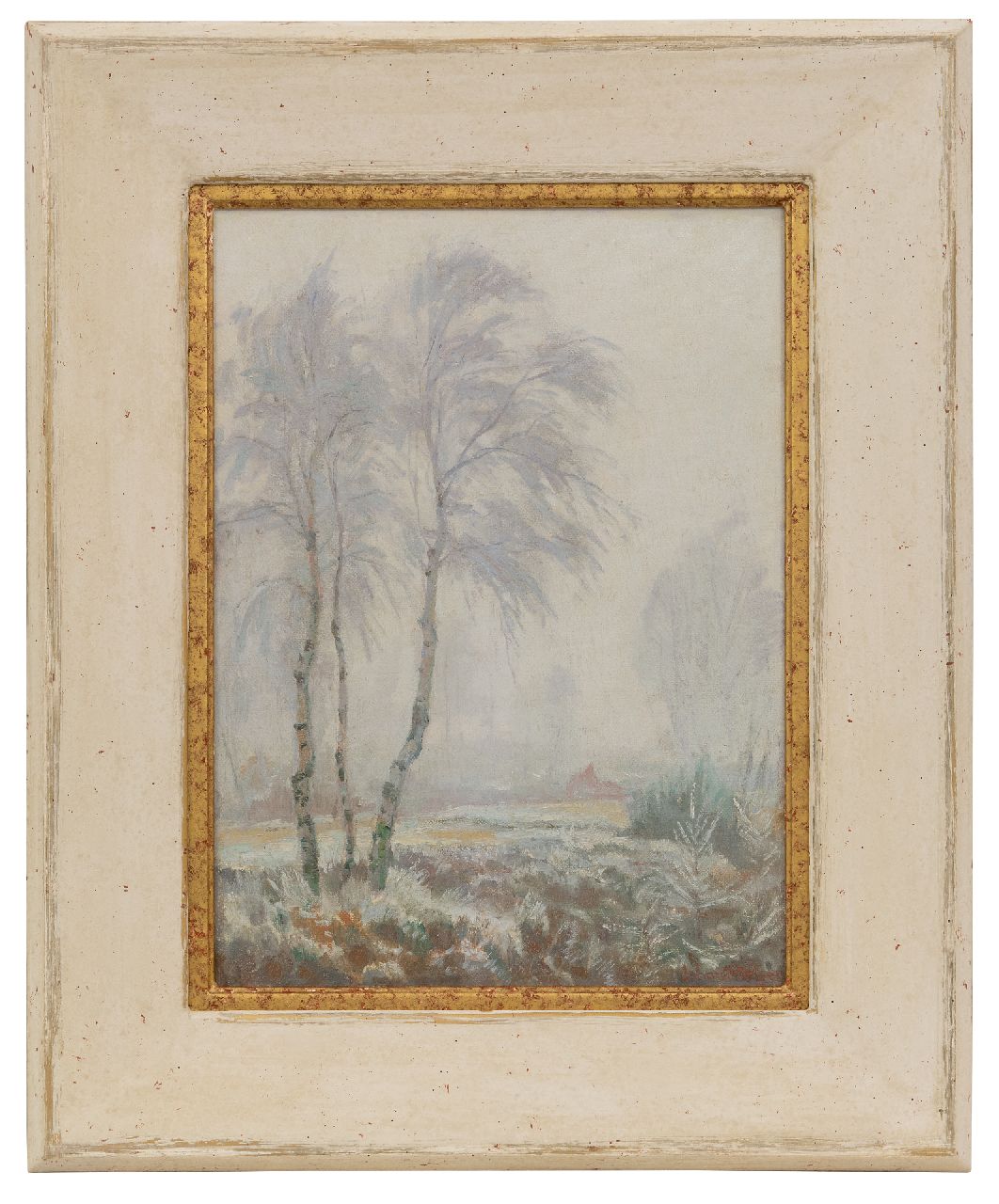 Meijer J.  | Johannes 'Johan' Meijer, Frost and fog, oil on canvas 38.5 x 28.8 cm, signed l.r.
