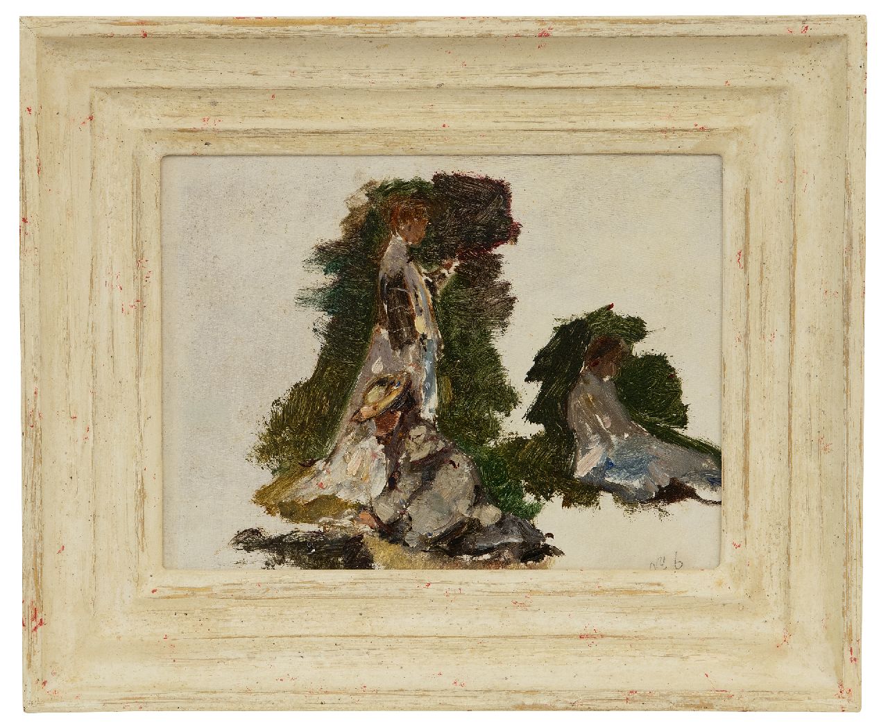 Roelofs O.W.A.  | Otto Willem Albertus 'Albert' Roelofs | Paintings offered for sale | Oil study of figures and a playing child, oil on panel 16.9 x 22.4 cm