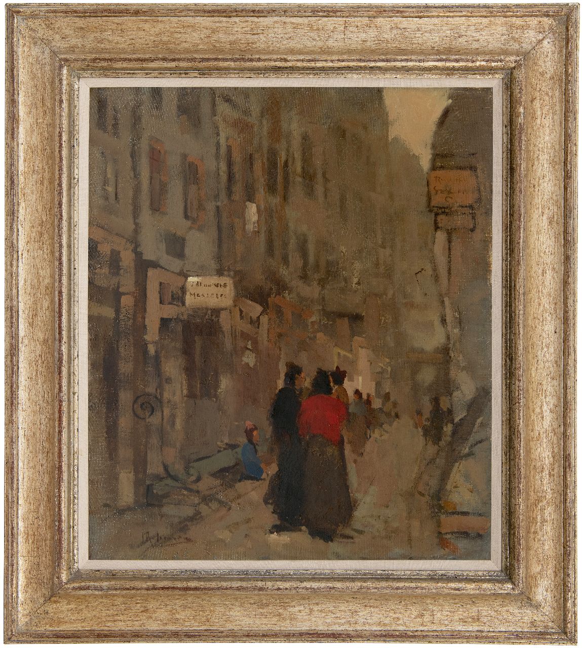 Rijlaarsdam J.  | Jan Rijlaarsdam, Street with figures, oil on canvas 60.3 x 51.4 cm, signed l.l.