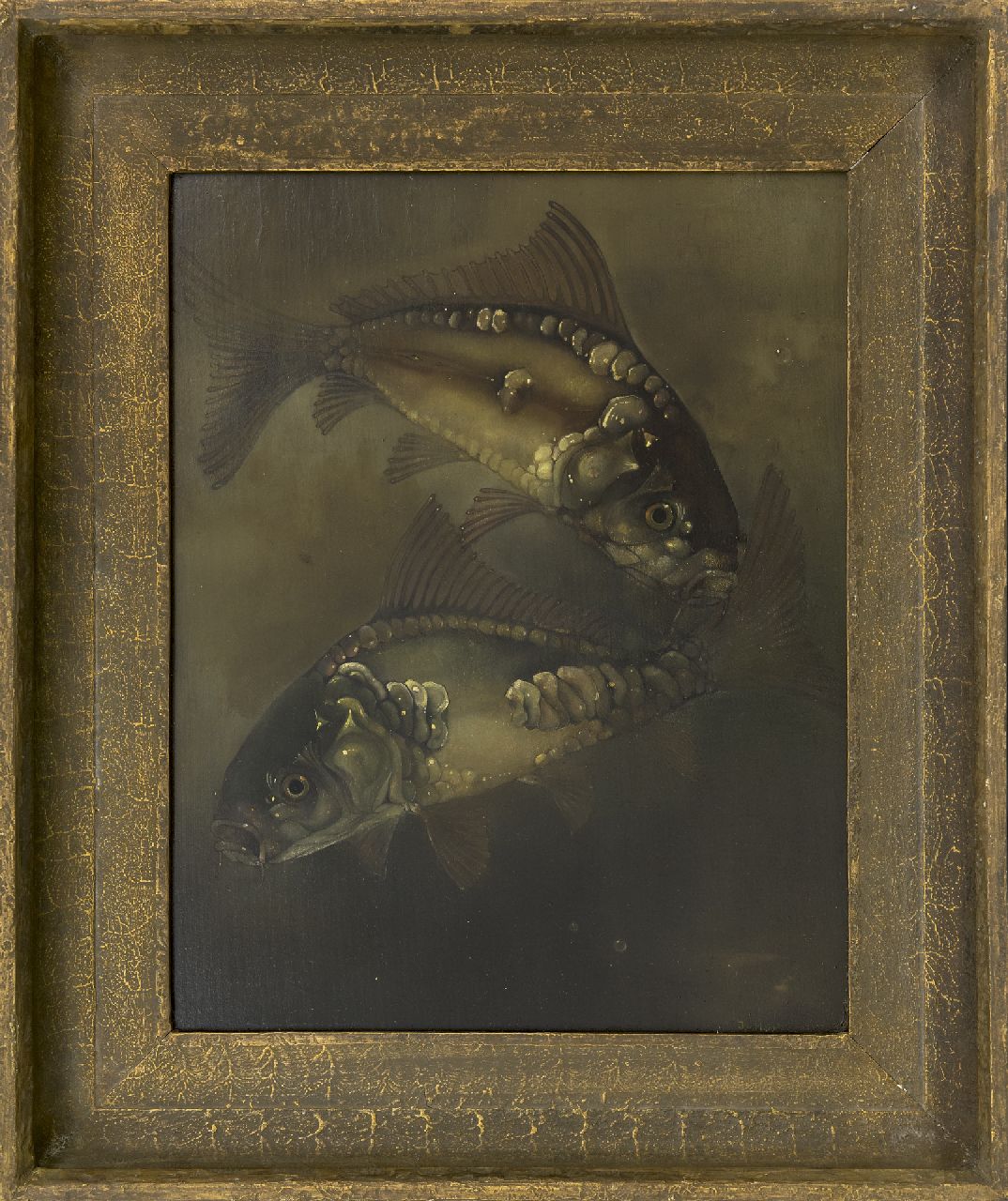 Hoboken J. van | Jacoba 'Jemmy' van Hoboken | Paintings offered for sale | Mirror carps, oil on panel 40.2 x 32.3 cm, signed l.r. and dated 1932