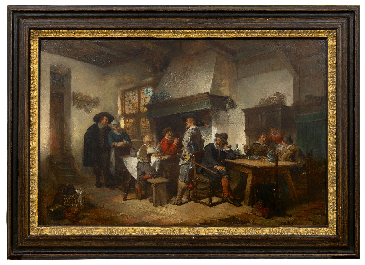 Kate H.F.C. ten | 'Herman' Frederik Carel ten Kate, In the tavern, oil on panel 61.6 x 94.6 cm, signed l.l.