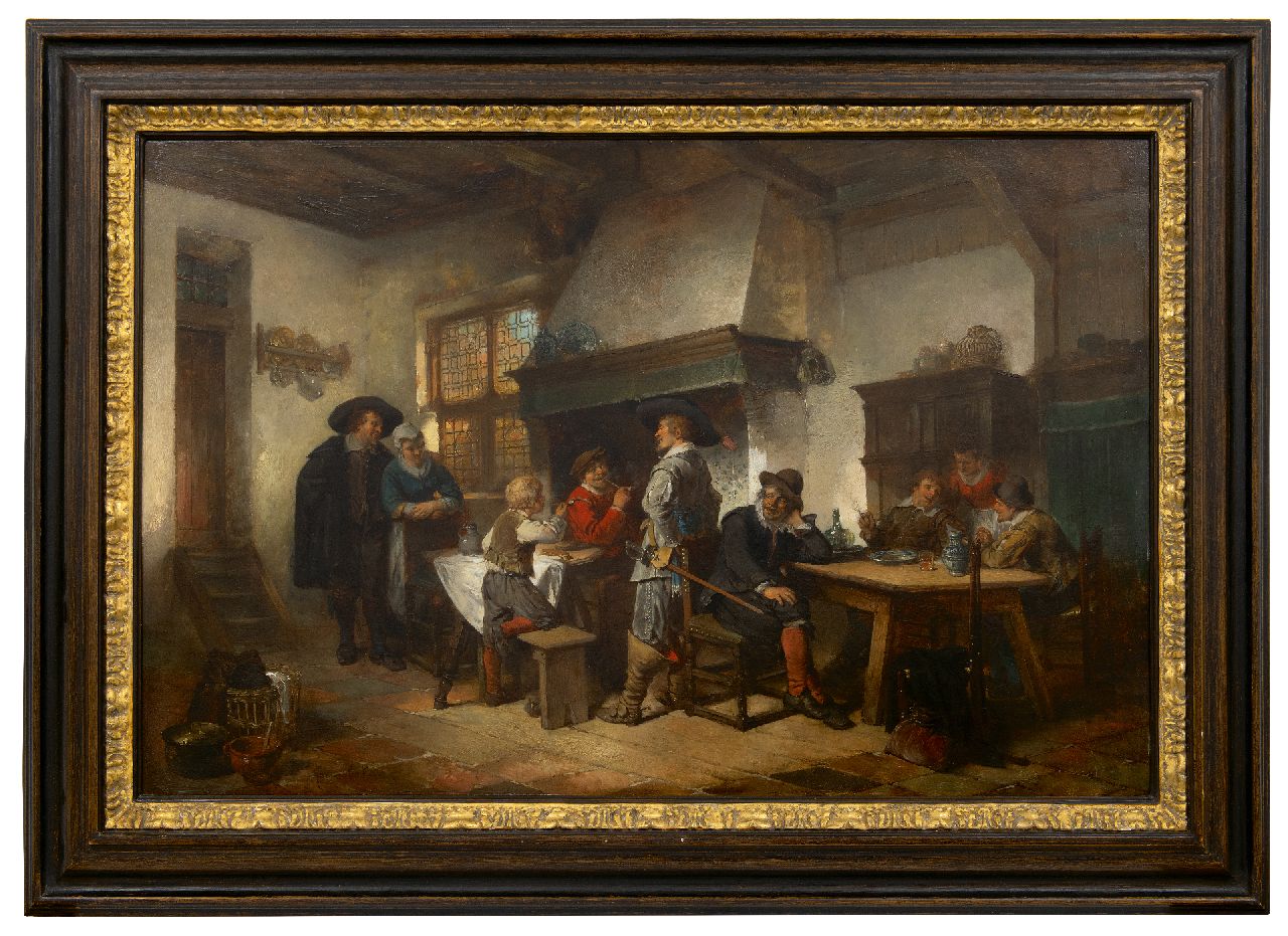 Kate H.F.C. ten | 'Herman' Frederik Carel ten Kate | Paintings offered for sale | In the tavern, oil on panel 61.6 x 94.6 cm, signed l.l.