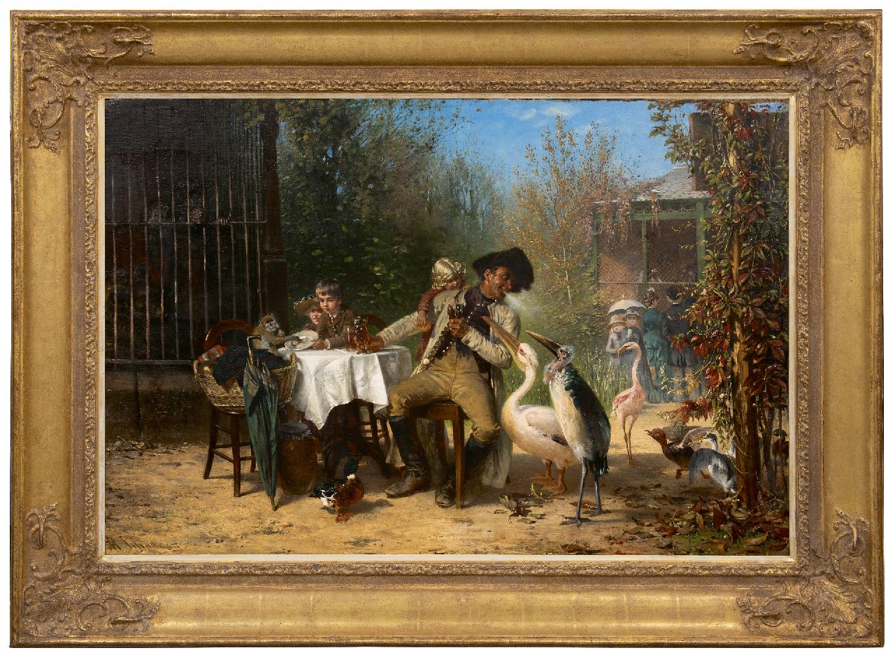 Schaumann W.H.  | Wilhelm 'Heinrich' Schaumann, At the zoo, oil on canvas 67.4 x 100.4 cm, signed l.l.