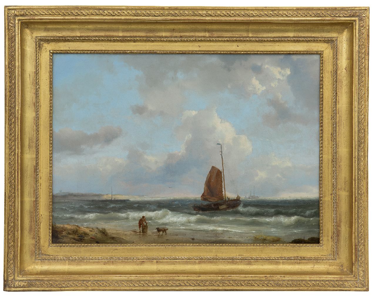 Koekkoek H.  | Hermanus Koekkoek | Paintings offered for sale | A fishing boat setting sail, oil on canvas 34.7 x 48.3 cm, signed l.l. and dated 1849