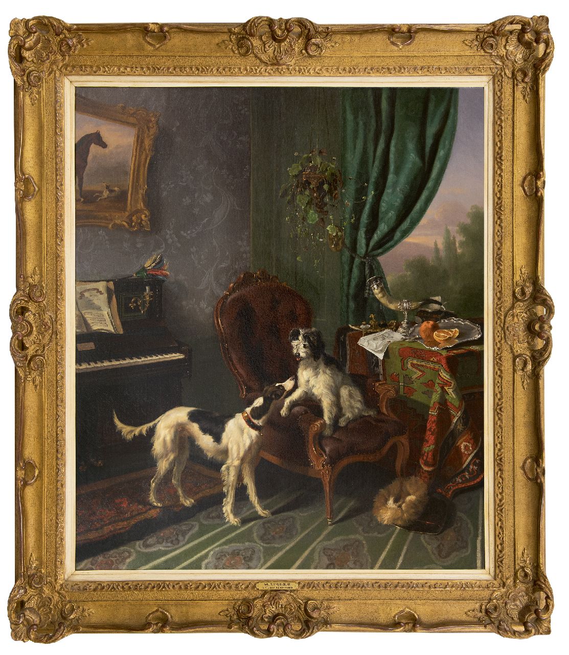 Verschuur W.  | Wouterus Verschuur | Paintings offered for sale | Dogs in the music room, oil on canvas 90.0 x 79.0 cm, painted ca. 1848-1850