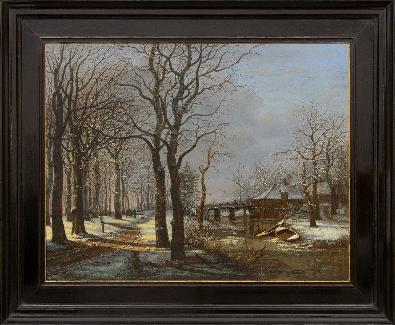 Westenberg G.P.  | George Pieter Westenberg, Woodlandscape with treelane in the snow, oil on canvas 63.8 x 80.8 cm, signed l.r. and dated 1821