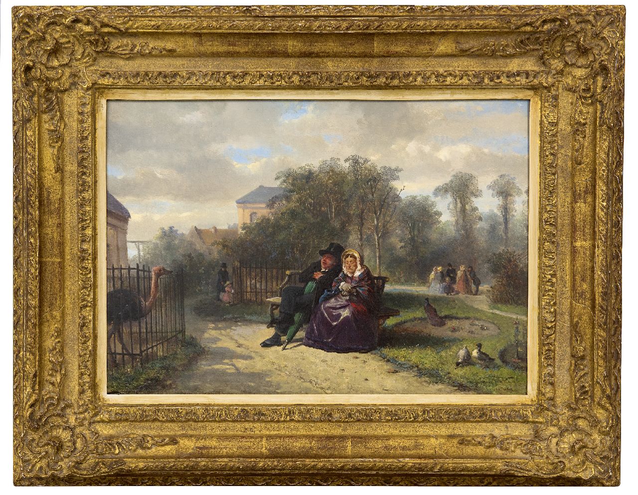 Kate J.M.H. ten | Johan 'Mari' Henri ten Kate, Visiting Artis Zoo in Amsterdam, oil on panel 26.9 x 38.3 cm, signed l.r. and dated 1860 on a label on the reverse