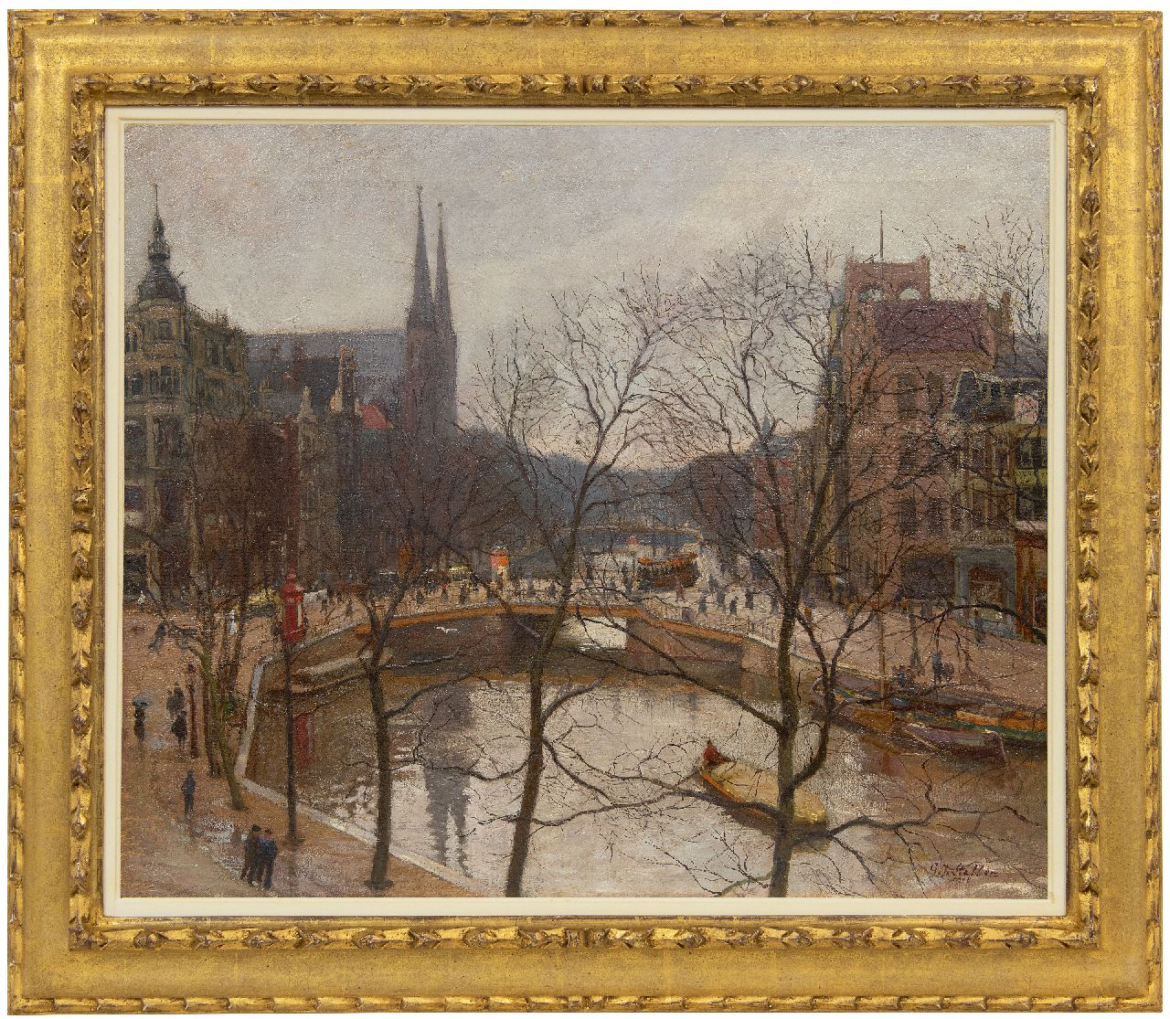 Staller G.J.  | Gerard Johan Staller | Paintings offered for sale | A view of Koningsplein with De Krijtberg church in Amsterdam, oil on canvas 54.6 x 65.6 cm, signed l.r. and dated 1908