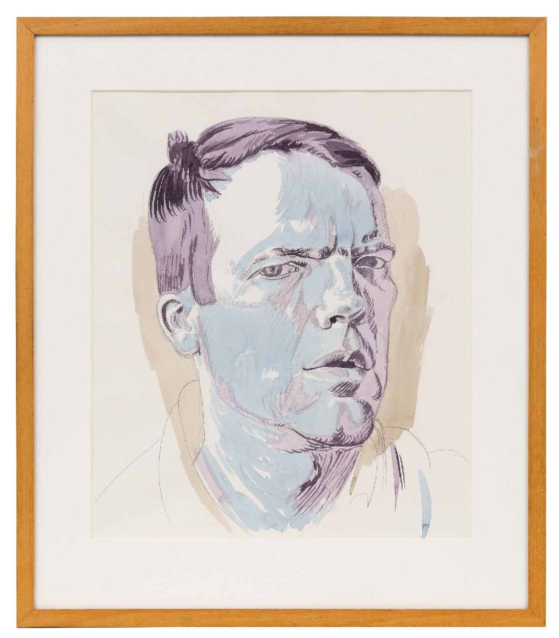 Akkerman P.  | Philip Maria Akkerman | Watercolours and drawings offered for sale | Self portrait, pencil and watercolour on paper 37.8 x 32.0 cm, signed on the reverse and dated on the reverse 2001