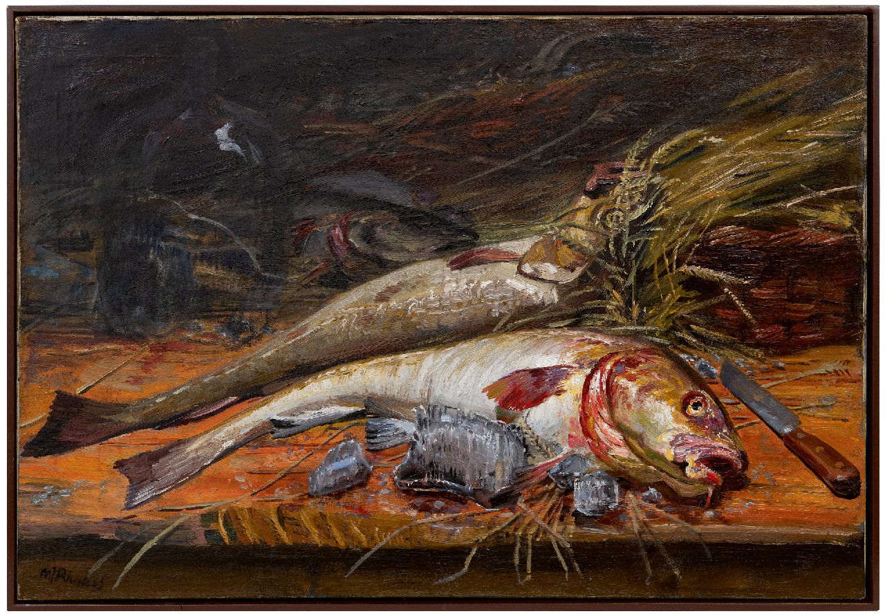 Richters M.J.  | 'Marius' Johannes Richters | Paintings offered for sale | Still life with fish, oil on canvas 65.8 x 99.2 cm, signed l.l.