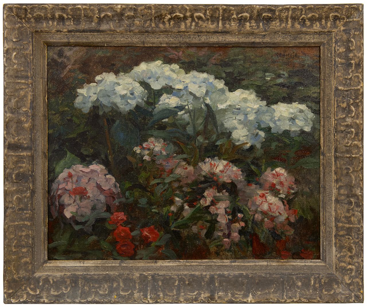 Bobeldijk F.  | Felicien Bobeldijk | Paintings offered for sale | Crner of the garden, oil on canvas 52.4 x 66.9 cm, signed u.r.