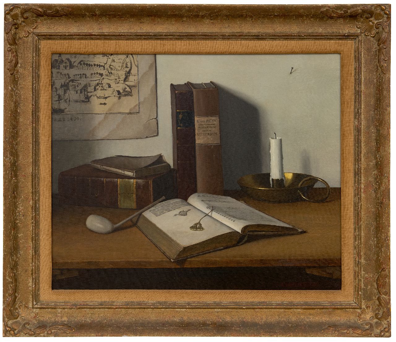 Timmers A.  | Adrianus 'Adriaan' Timmers | Paintings offered for sale | Still life with candle, pipe and books, oil on canvas, signed l.r. and dated 1935