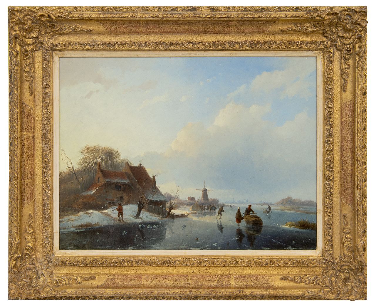 Vester W.  | Willem Vester, Clear winter's day on the ice, oil on panel 32.6 x 43.5 cm, signed l.l.