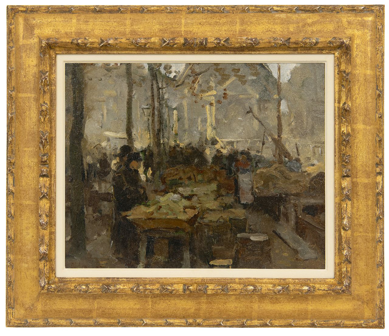 Tholen W.B.  | Willem Bastiaan Tholen, Market on the quay, oil on panel 29.1 x 35.9 cm, signed l.l. and dated '83