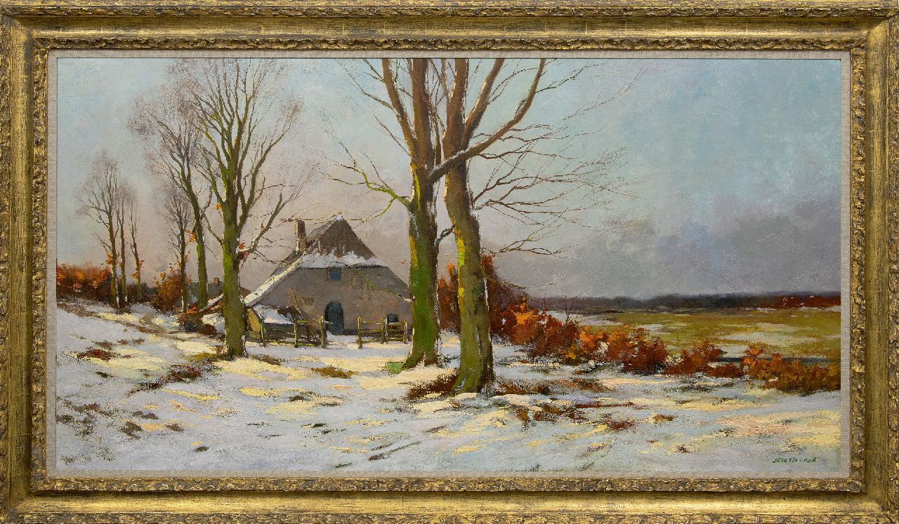 Münninghoff X.A.F.L.  | 'Xeno' Augustus Franciscus Ludovicus Münninghoff | Paintings offered for sale | A farm in a snowy landscape, oil on canvas 80.4 x 151.1 cm, signed l.r.