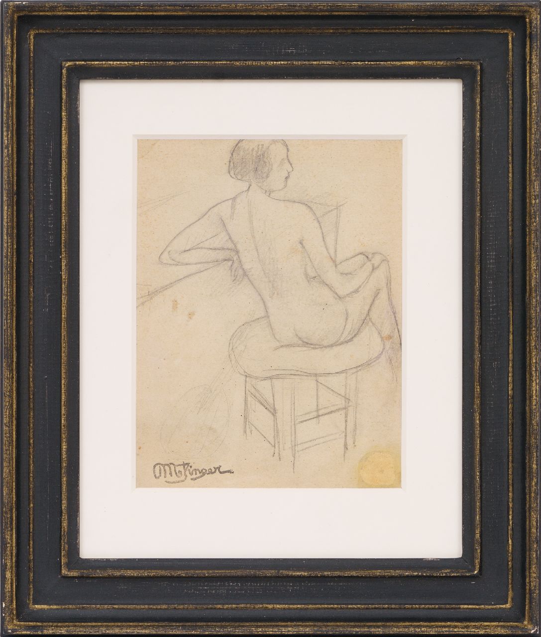 Metzinger J.D.A.  | 'Jean' Dominique Antony Metzinger, Etude d'une femme nue assise; on the reverse: Guitarist, pencil on paper 15.5 x 11.0 cm, signed 
l.l. and on the reverse with the artists stamp