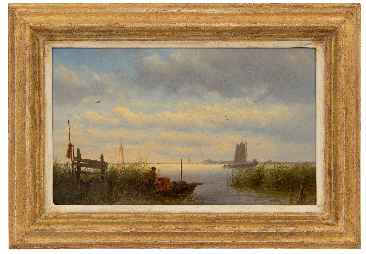 Koekkoek J.H.B.  | Johannes Hermanus Barend 'Jan H.B.' Koekkoek | Paintings offered for sale | A river view with two fishermen bringing in their nets, oil on panel 20.2 x 33.5 cm, signed l.r. and dated 1876