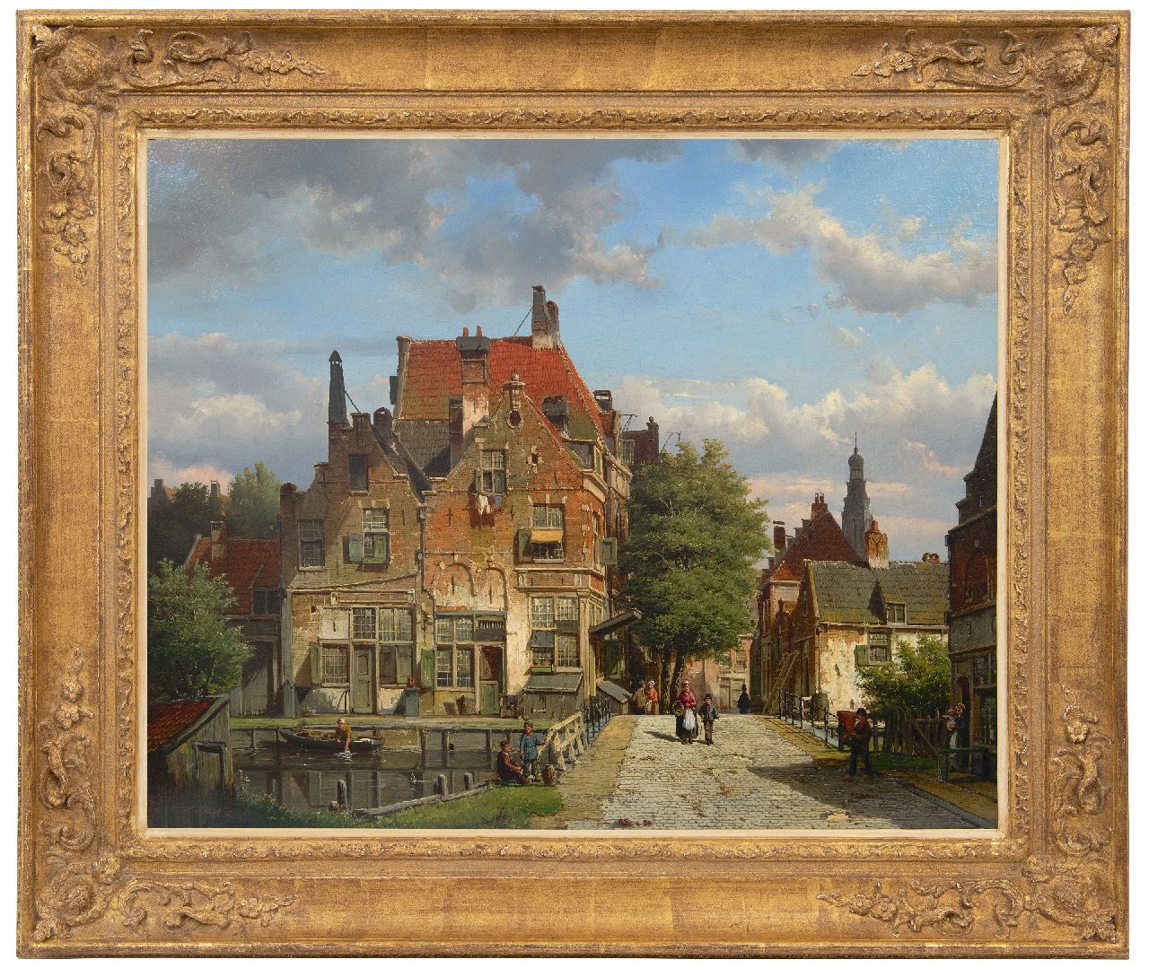 Koekkoek W.  | Willem Koekkoek | Paintings offered for sale | View of a Dutch street with a bridge over a canal, oil on canvas 67.4 x 82.3 cm, signed l.l. and dated '66