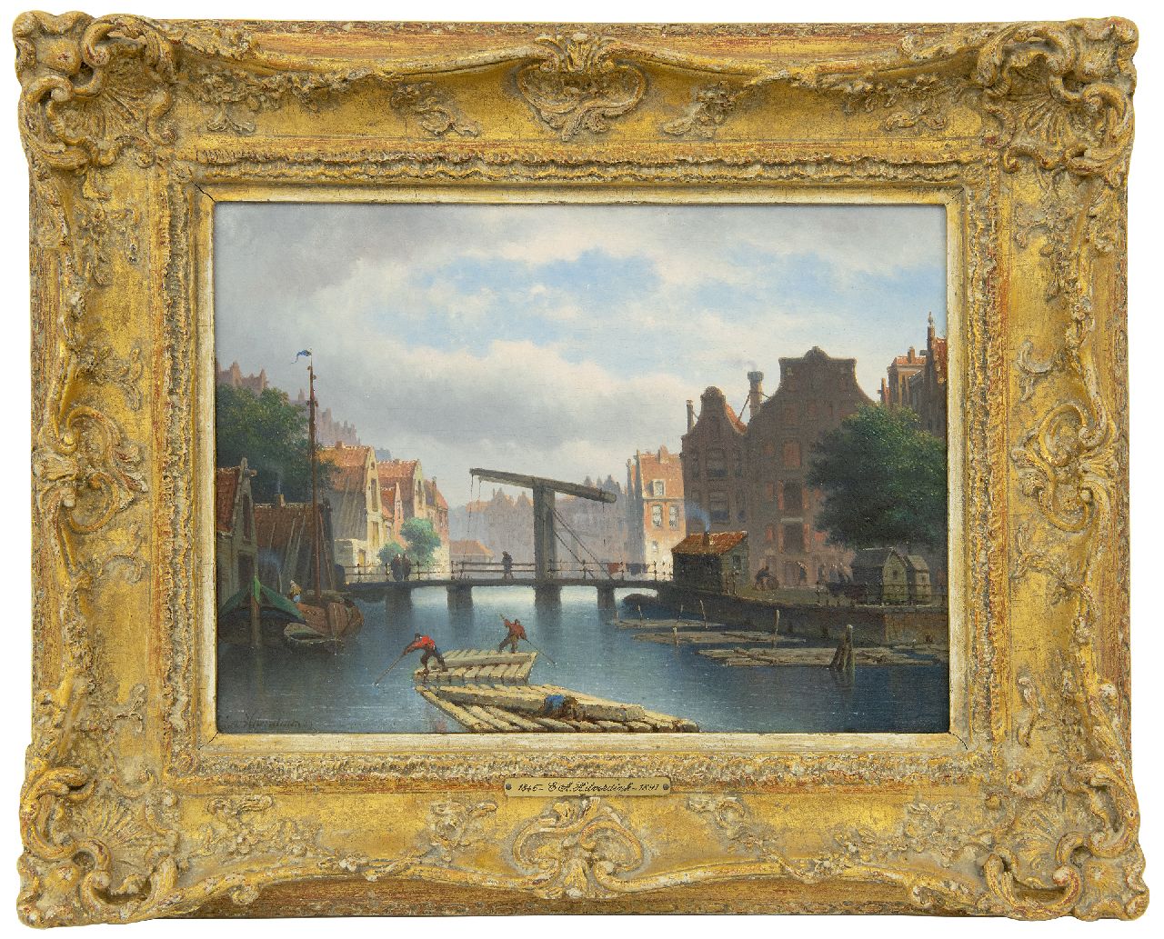 Hilverdink E.A.  | Eduard Alexander Hilverdink, A view in Amsterdam (sold with pendant), oil on panel 22.9 x 32.0 cm, signed l.l. and dated '69