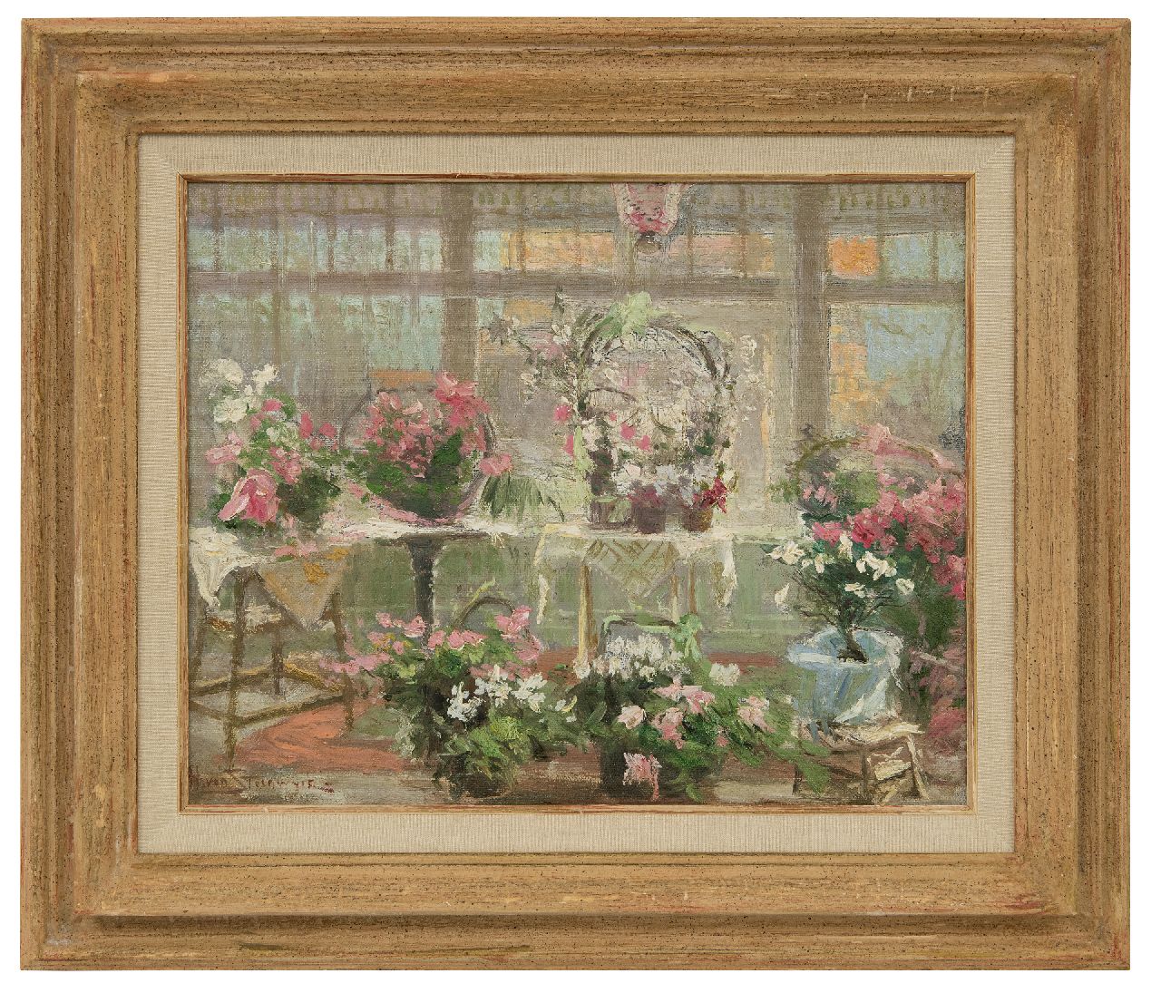 Steenwijk H. van | Hendrik van Steenwijk | Paintings offered for sale | Conservatory, oil on canvas laid down on panel 29.9 x 36.8 cm, signed l.l.