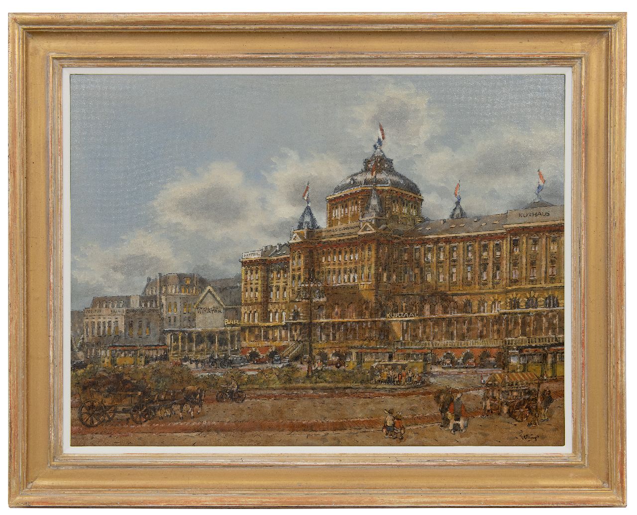 Ettinger B.C. van | Borgert Carolus 'Carel' van Ettinger | Paintings offered for sale | The Kurhaus in Scheveningen, oil on board 60.2 x 80.1 cm, signed l.r. and dated on the reverse 'Scheveningen augustus' 1976