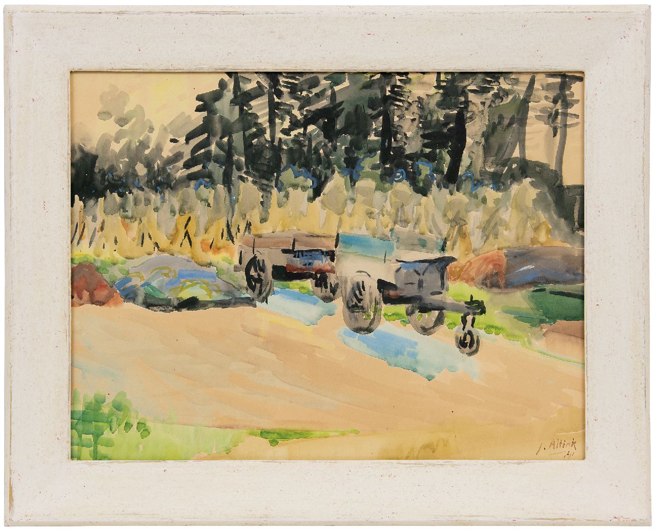 Altink J.  | Jan Altink | Watercolours and drawings offered for sale | Farmyard in Essen, watercolour on paper 44.7 x 59.5 cm, signed l.r. and dated '41