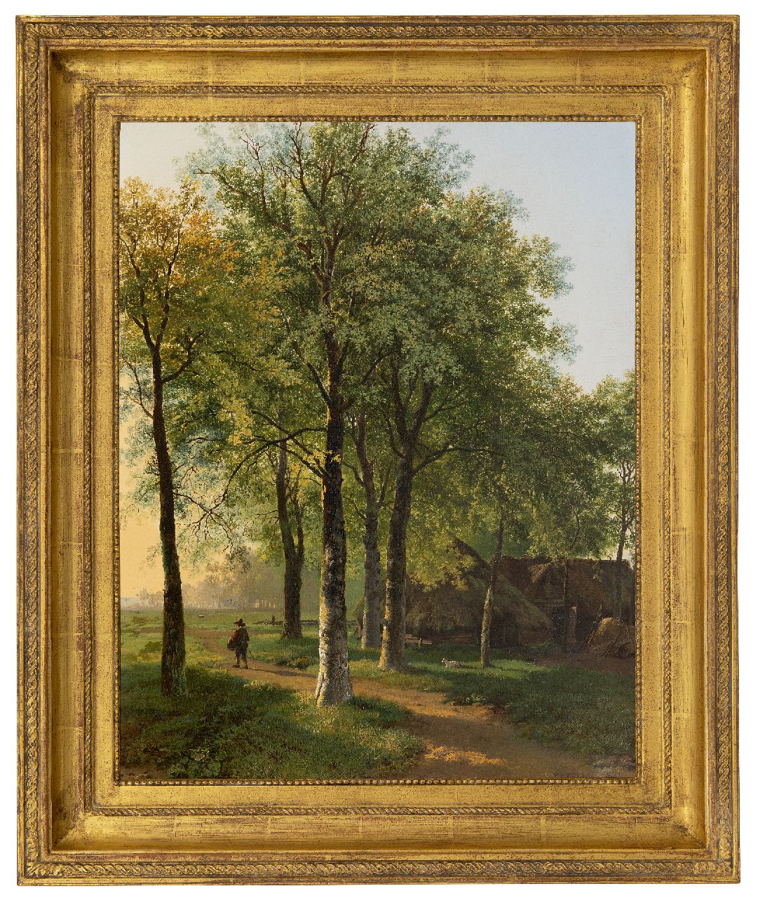 Koekkoek B.C.  | Barend Cornelis Koekkoek, Traveller on a forest path in bright sunlight, oil on canvas 54.6 x 44.4 cm, signed l.r. and dated 1829