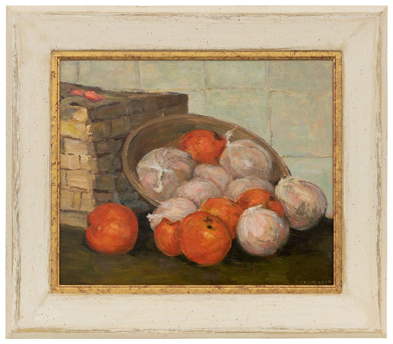 Ven E.E.G. van der | Emanuel Ernest Gerardus 'Manus' van der Ven | Paintings offered for sale | Still life with mandarins, oil on board 30.4 x 37.2 cm, signed l.r.