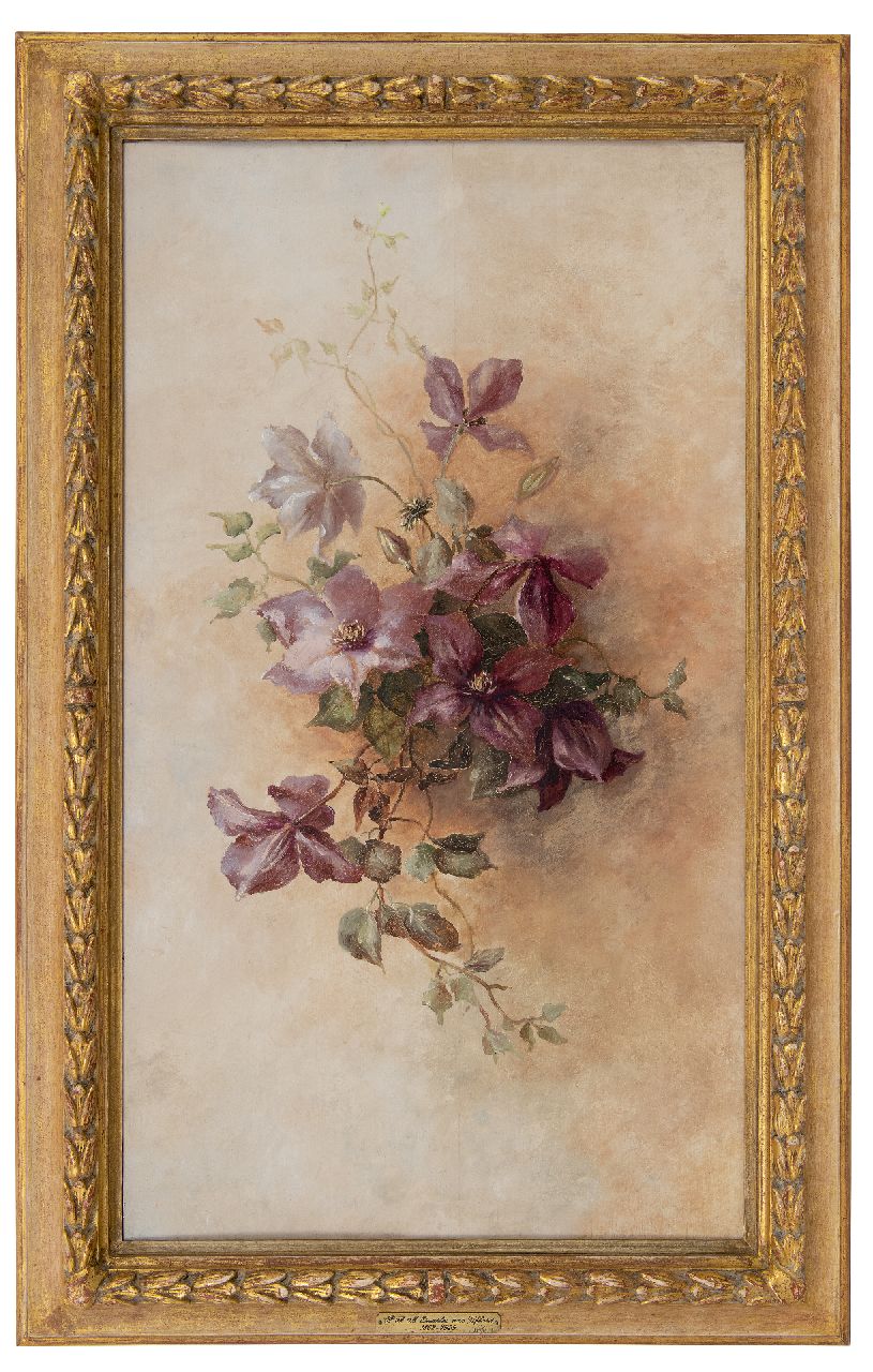 Quarles van Ufford Ph.A.M.  | Philippine Anne Madeleine Quarles van Ufford, Still life of Clematis, oil on panel 79.0 x 45.0 cm