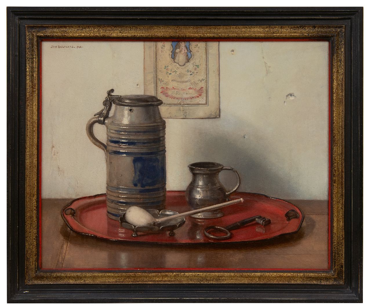Bogaerts J.J.M.  | Johannes Jacobus Maria 'Jan' Bogaerts | Paintings offered for sale | Still life with a Cologne jug and a Gouda pipe, oil on canvas 40.3 x 50.0 cm, signed u.l. and dated 1942