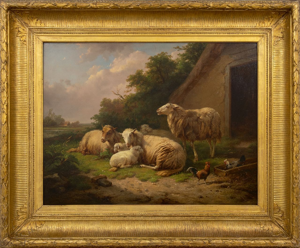 Leemputten C. van | Cornelis van Leemputten | Paintings offered for sale | Sheep at rest outside a shed, oil on panel 64.9 x 86.0 cm, signed l.l. and dated '68