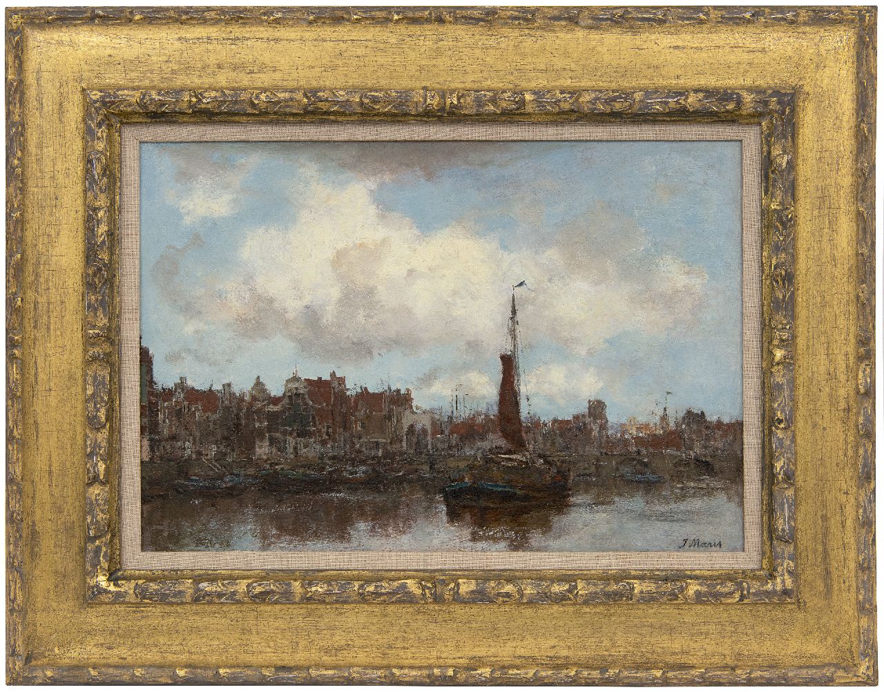 Maris J.H.  | Jacobus Hendricus 'Jacob' Maris | Paintings offered for sale | View of  town (Amsterdam), oil on canvas 31.3 x 44.9 cm, signed l.r. and 1980's