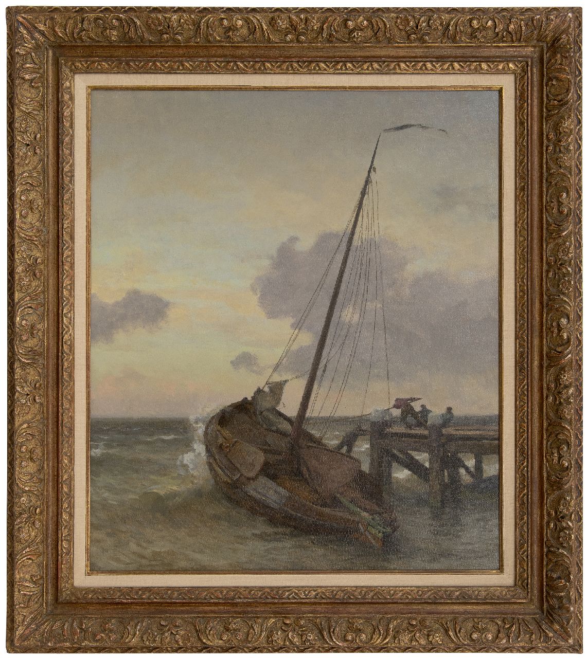 Tholen W.B.  | Willem Bastiaan Tholen, Choppy Zuiderzee, oil on canvas 71.1 x 60.5 cm, signed l.r. on the jetty