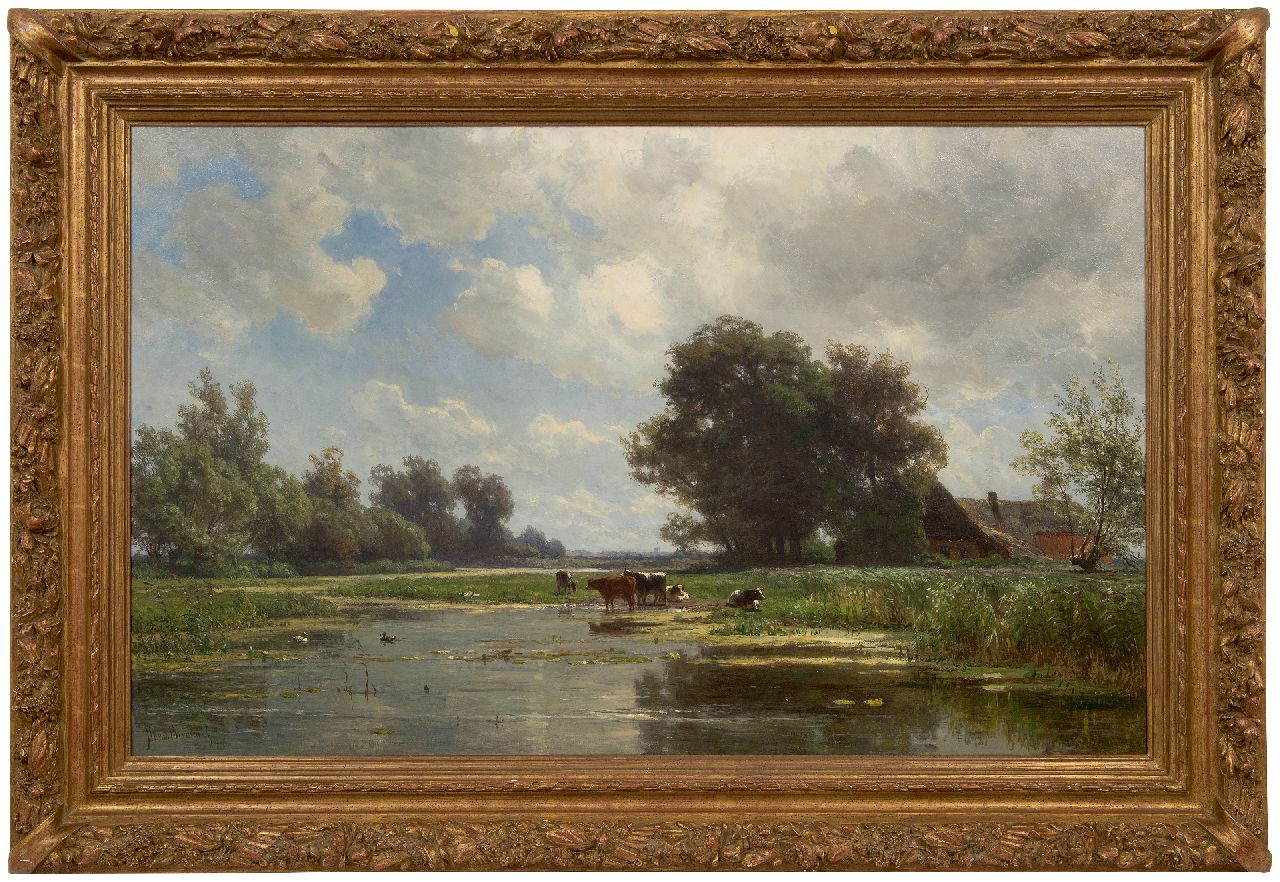 Borselen J.W. van | Jan Willem van Borselen | Paintings offered for sale | Cows at a river, oil on canvas 66.2 x 106.6 cm, signed l.l.