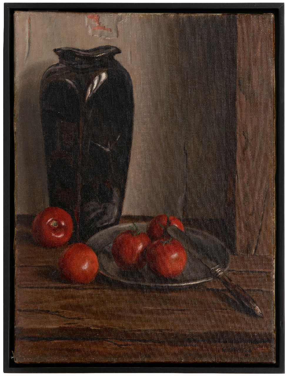 Hansen C.  | Co Hansen | Paintings offered for sale | Still life with a vase and tomatoes, oil on canvas 54.4 x 40.5 cm