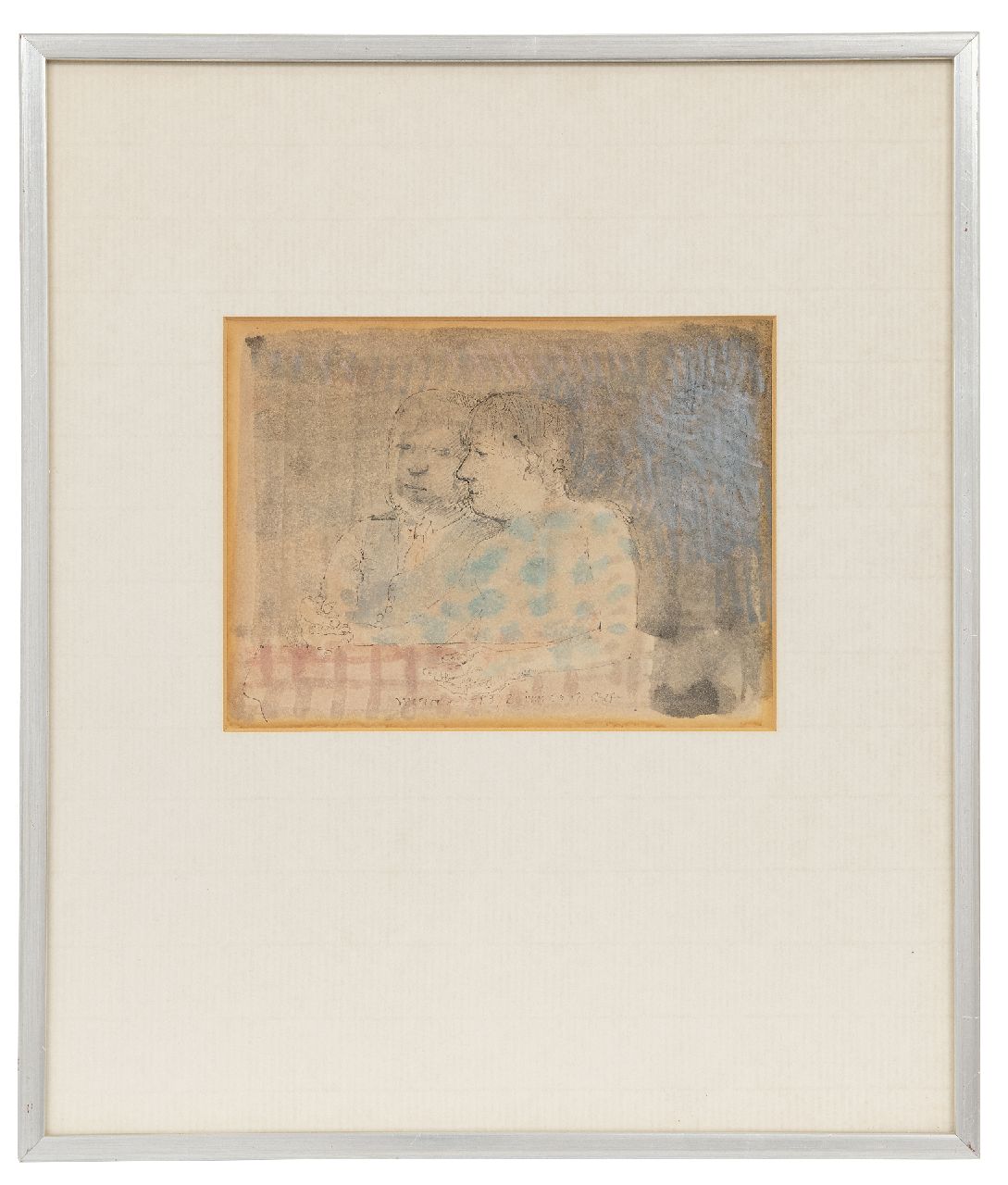 Westerik J.  | Jacobus 'Co' Westerik |  offered for sale | Together at the table, pen, chalk and watercolour on paper 16.3 x 21.9 cm, signed l.c. and dated june 1972