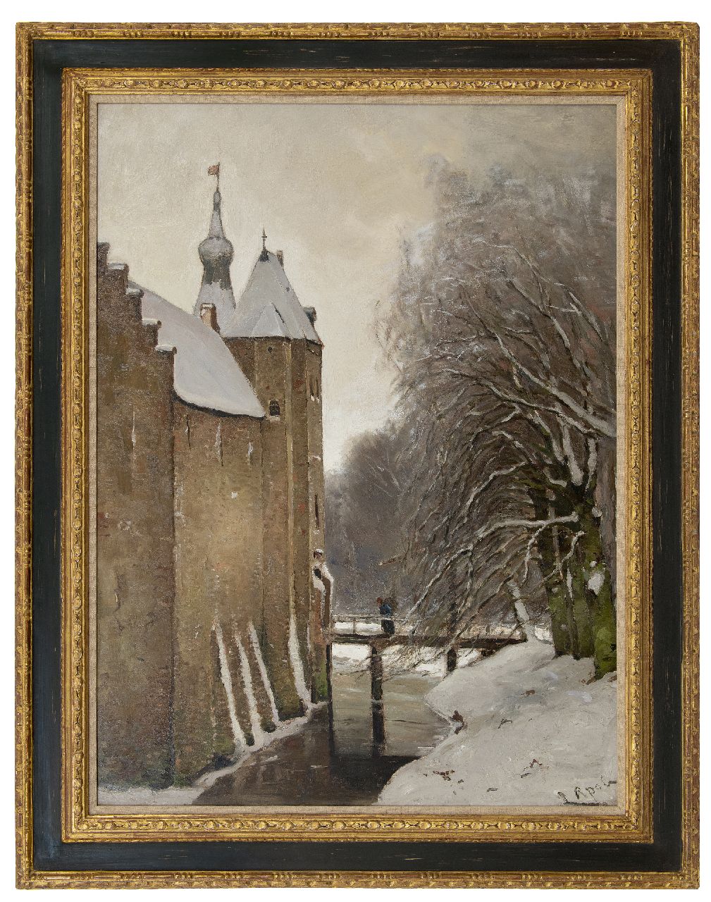 Apol L.F.H.  | Lodewijk Franciscus Hendrik 'Louis' Apol | Paintings offered for sale | The castle of Doorwerth in winter, oil on canvas 108.2 x 81.2 cm, signed l.r.
