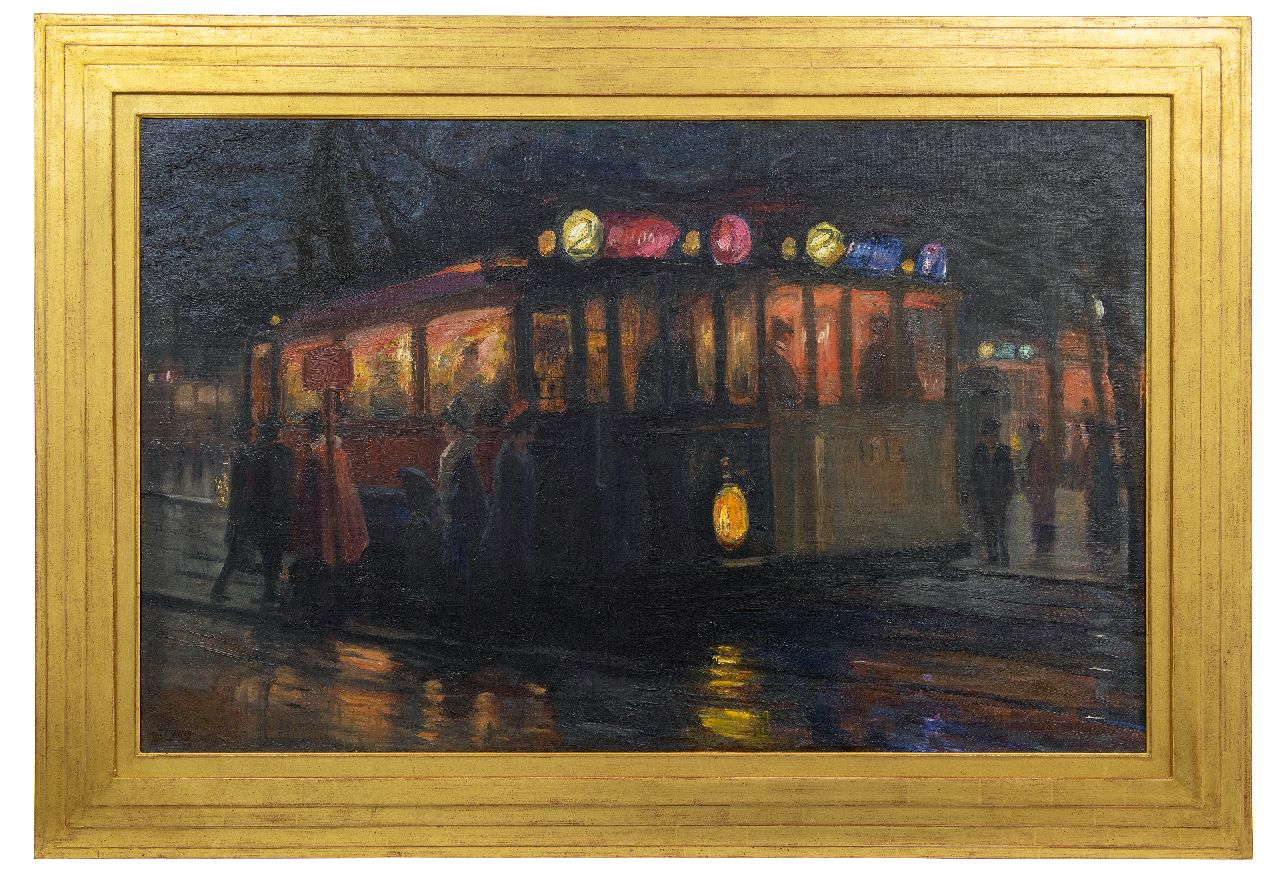 Richters M.J.  | 'Marius' Johannes Richters | Paintings offered for sale | Streetcars near the Beursplein, Rotterdam, oil on canvas 70.0 x 110.2 cm, signed l.l. and painted ca. 1913