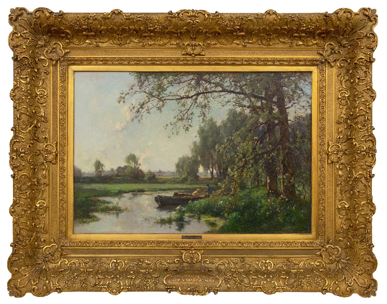 Akkeringa J.E.H.  | 'Johannes Evert' Hendrik Akkeringa | Paintings offered for sale | Landscape with two fishermen in a boat, oil on canvas 46.4 x 67.4 cm, signed l.r.