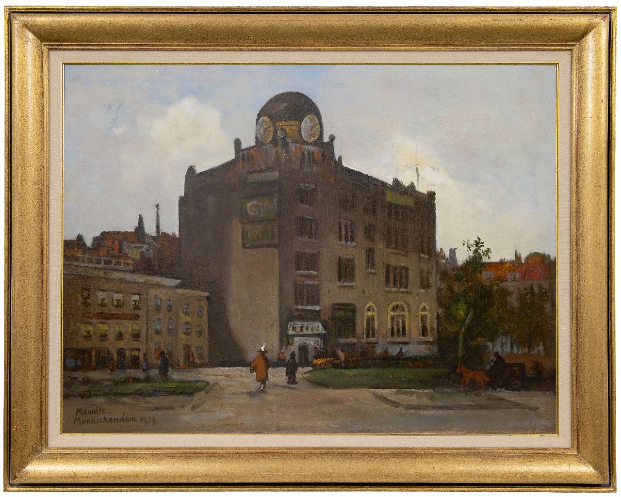 Monnickendam M.  | Mozes 'Maurits' Monnickendam | Paintings offered for sale | A view of the Diamond exchange, Amsterdam, oil on canvas 74.5 x 99.2 cm, signed l.l. and dated 1919