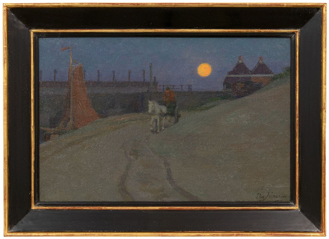 Farasijn E.  | Edgard Farasijn | Paintings offered for sale | The 'Watering' near Katwijk by moonlight, oil on canvas 35.2 x 53.2 cm, signed l.r.