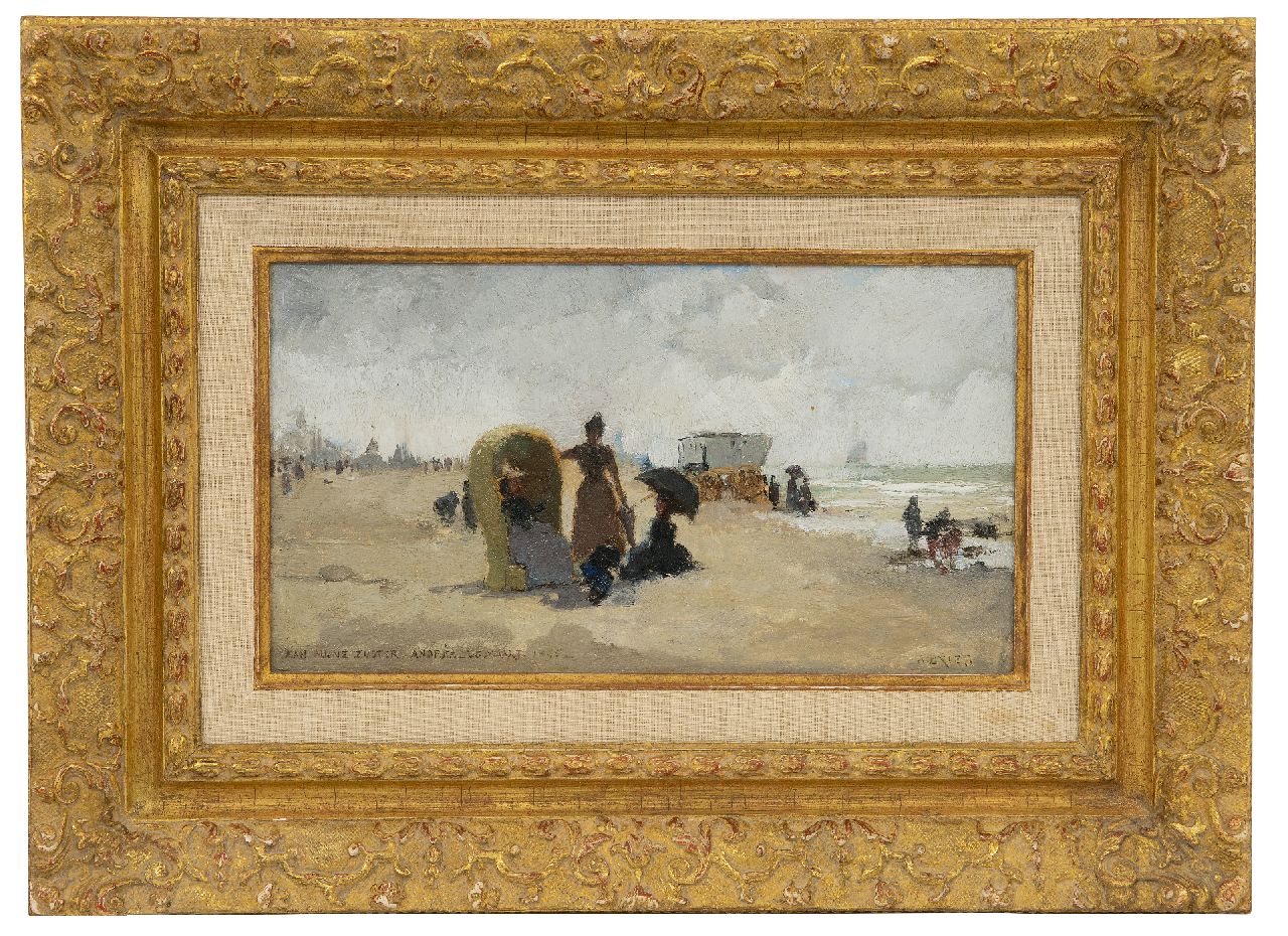 Briët A.H.C.  | 'Arthur' Henri Christiaan Briët, Beach scene, oil on panel 14.9 x 26.0 cm, signed l.r. and dated ca. 1895