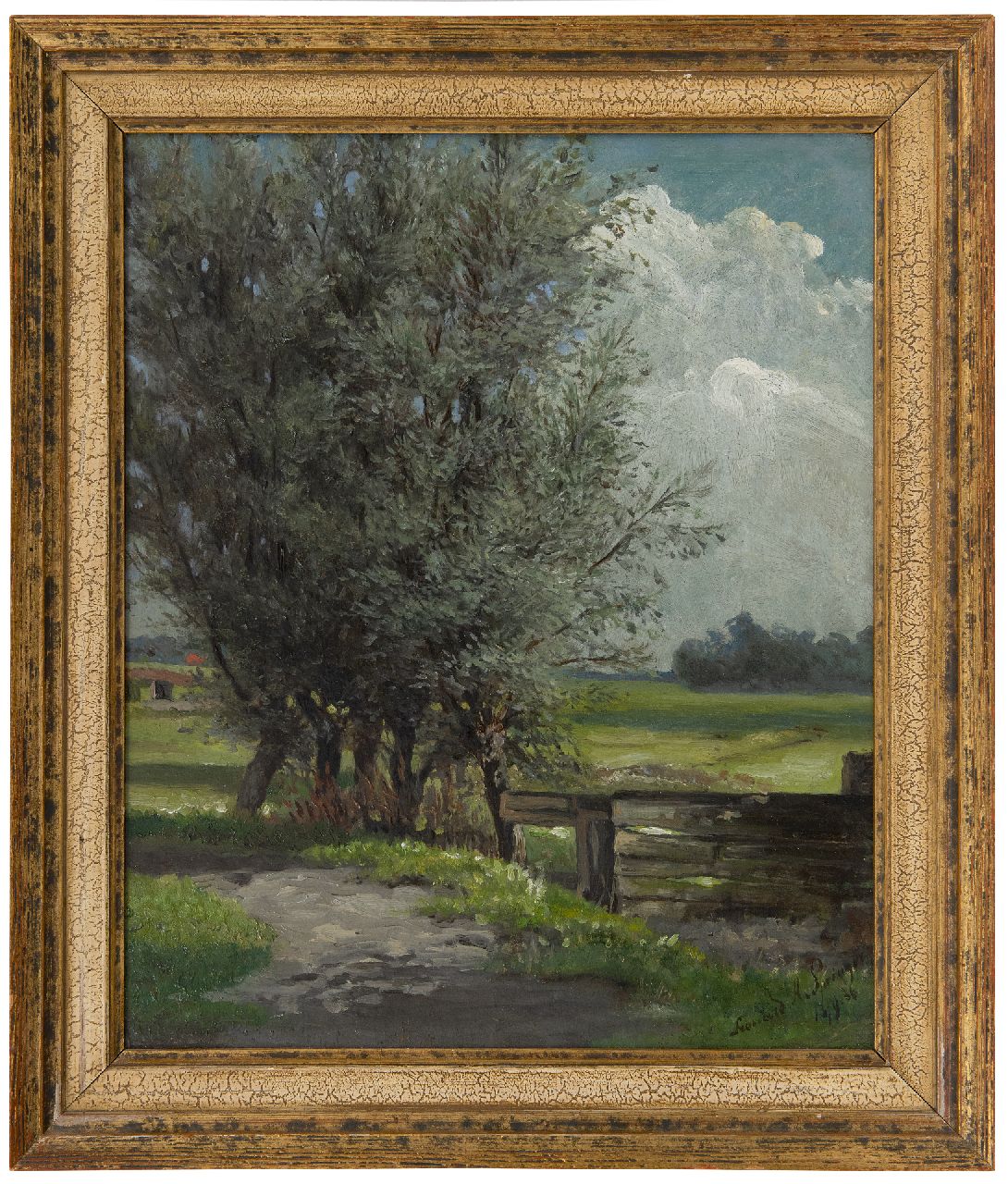 Springer L.A.  | Leonard Antony Springer, The Godshuispolder at the Baarsjes behind the Overtoomscheweg, Amsterdam, oil on painter's board 39.0 x 31.9 cm, signed l.r. and dated sept 1886