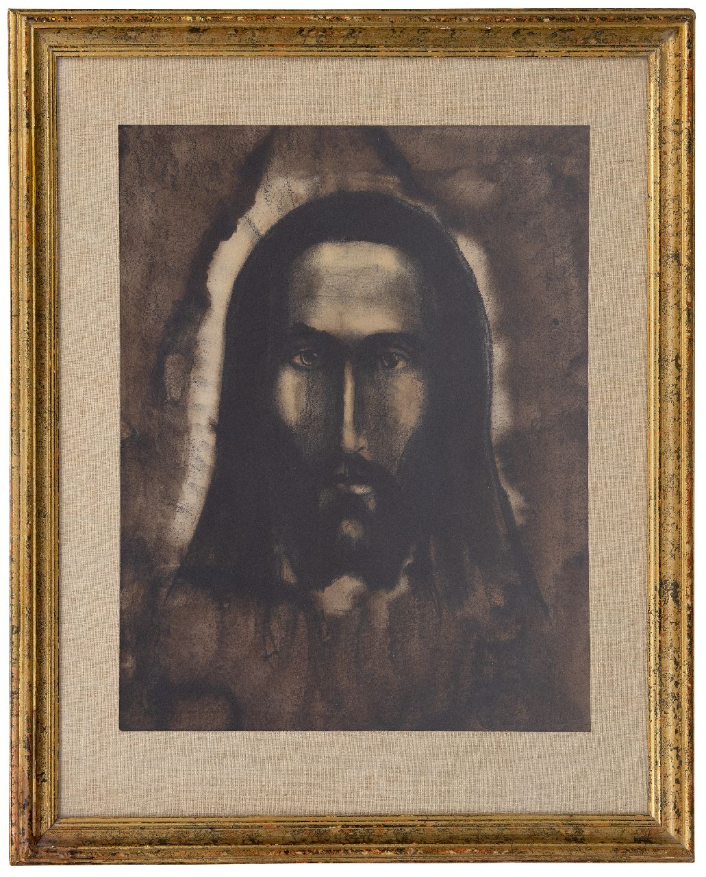 Schelfhout L.  | Lodewijk Schelfhout | Watercolours and drawings offered for sale | Tête de Christ, Indian ink, chalk and watercolour on paper 50.0 x 39.8 cm, signed l.r. and dated 1912