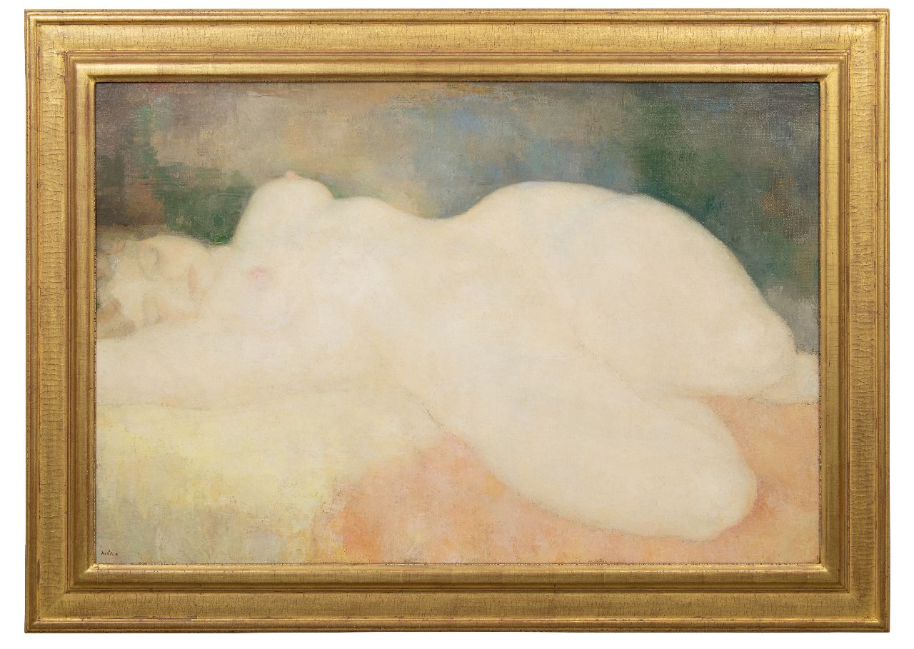 Kelder A.B.  | Antonius Bernardus 'Toon' Kelder | Paintings offered for sale | Female nude, oil on canvas 72.7 x 108.4 cm, signed l.l.