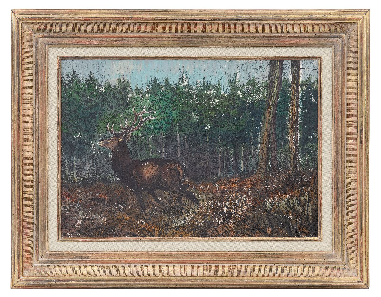 Poortvliet R.  | Rien Poortvliet, A deer in the forest, acrylic on paper 29.4 x 41.9 cm, signed l.r.