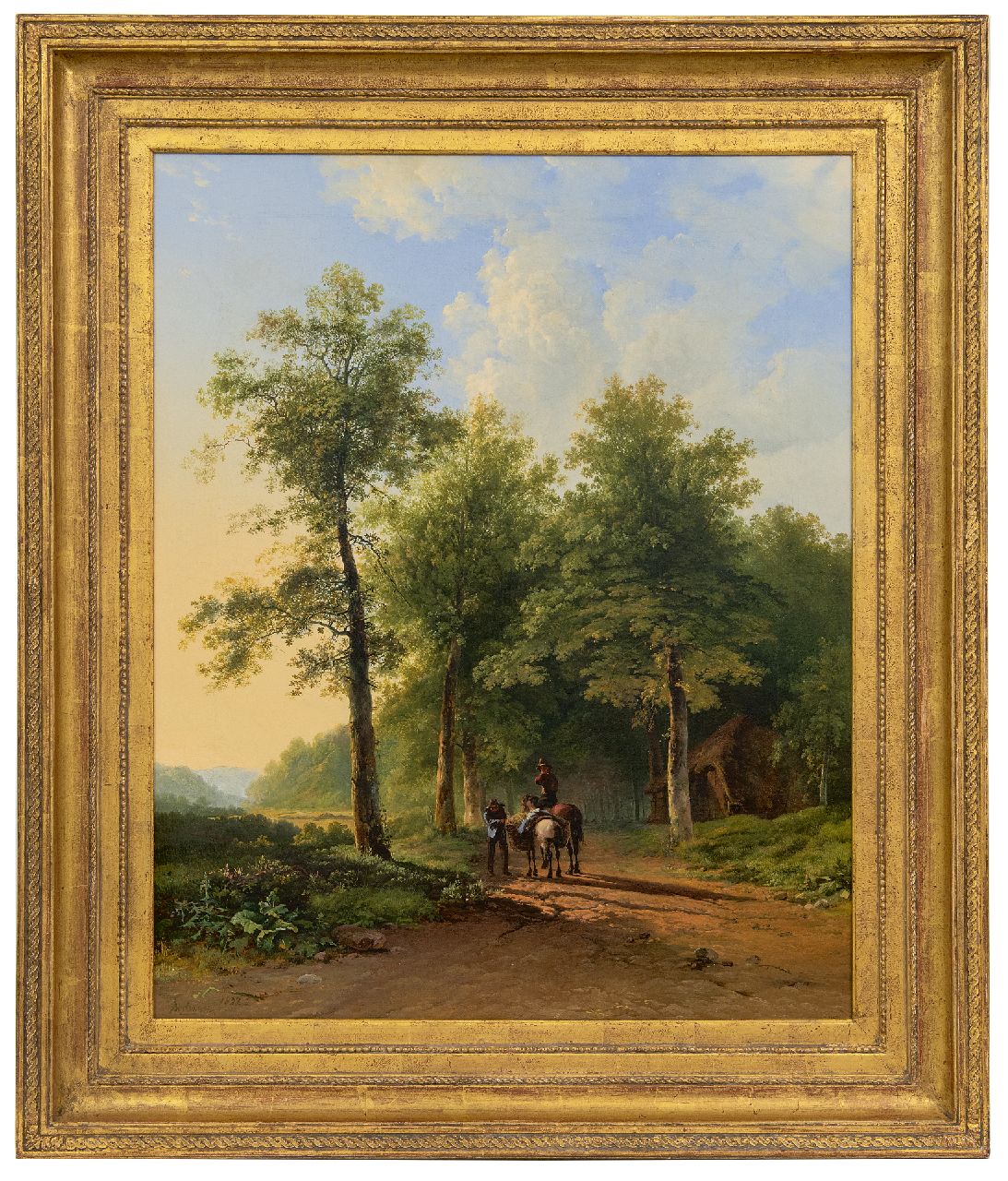 Bodeman W.  | Willem Bodeman | Paintings offered for sale | Landscape with country folk and horses on a late summer day, oil on canvas 67.2 x 54.6 cm, signed l.l. and dated 1832