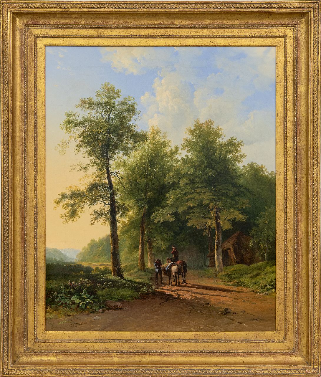 Bodeman W.  | Willem Bodeman | Paintings offered for sale | Landscape with country folk and horses on a late summer day, oil on canvas 67.2 x 54.6 cm, signed l.l. and dated 1832