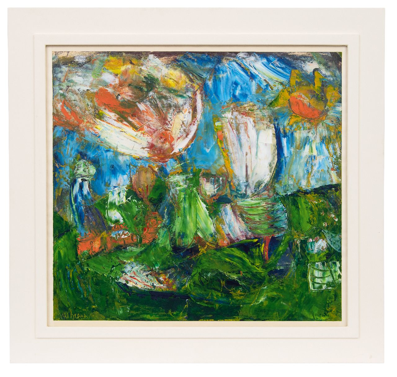 Brands E.A.M.  | Eugenius Antonius Maria 'Eugène' Brands | Paintings offered for sale | Tuin in de zomer (Garden in summer), oil on paper 50.4 x 54.4 cm, signed l.l. and dated 1961