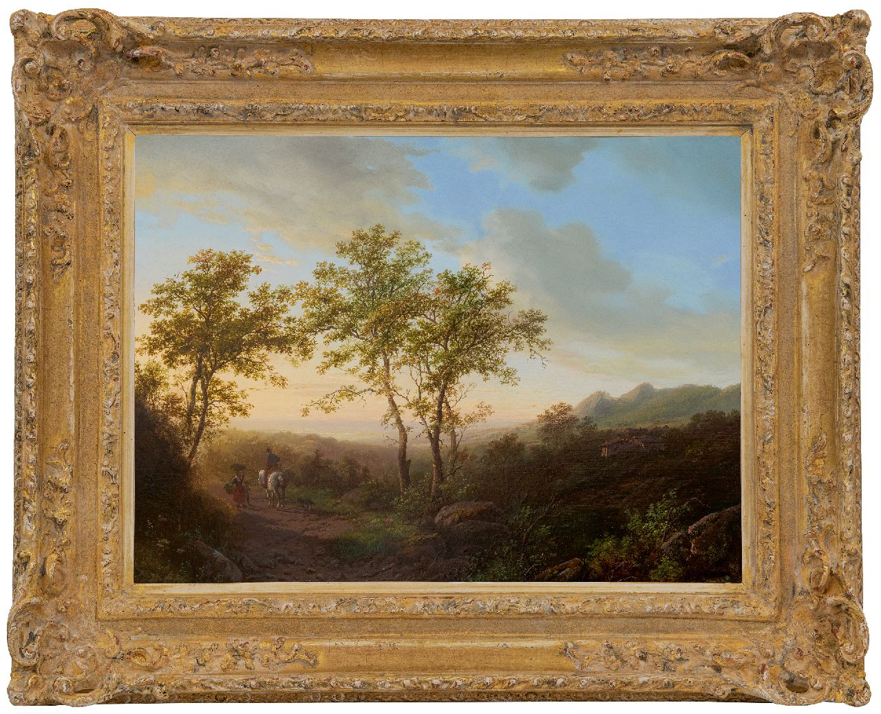 Bodeman W.  | Willem Bodeman | Paintings offered for sale | Hilly landscape at evening twilight, oil on panel 38.6 x 52.0 cm, signed l.r. and dated 1842
